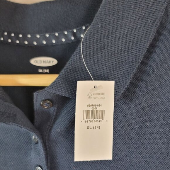 Old Navy Girls Uniform Polo Top Navy Blue XL Short Sleeve Cotton Classic Fit NWT - Picture 7 of 8